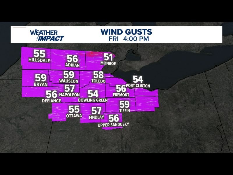 Powerful Windstorm Expected Friday Across Ohio and Michigan With Gusts Near 60 MPH That Could Cause Tree and Roof Damage