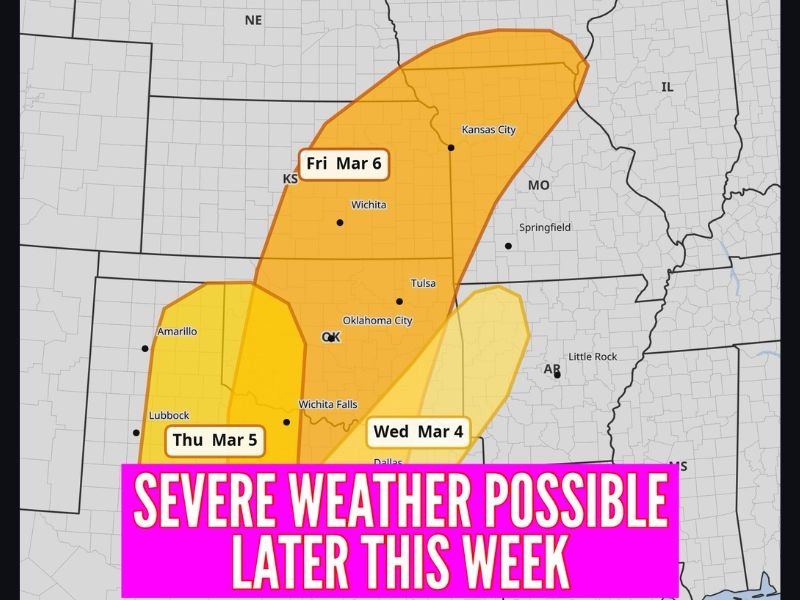 Severe Storm Chances Build From Oklahoma City to Kansas City and Toward Missouri Late This Week, With Early March Setup Worth Watching