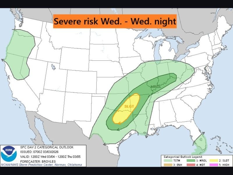 Severe Storm Risk Expands Toward Illinois and Indiana Wednesday and Friday, With Stronger Thunderstorms Possible Near Chicago