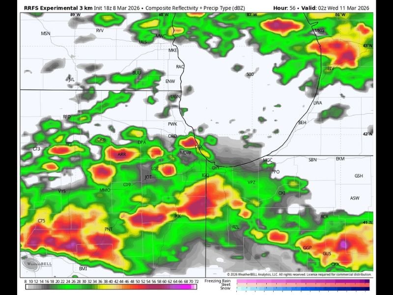 Severe Weather Likely South of Chicago Tuesday Night as Kankakee and LaSalle Face Higher Risk While Naperville May See Rain and Thunder
