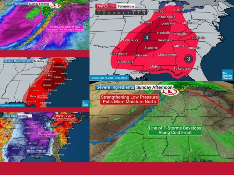 TORCON 4 Issued Major Severe Storm Outbreak Risk From Indiana to Louisiana With 70 MPH Winds and Possible Tornadoes