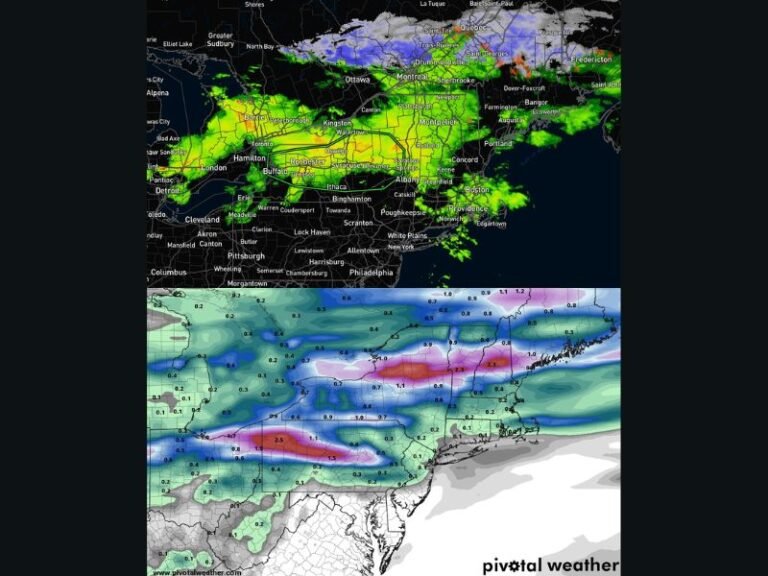 Vermont, New Hampshire and Maine Face Heavy Rain Flood Risk and Northern Snow Accumulation With 2 Plus Inches Possible Into Wednesday