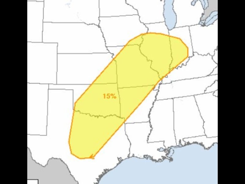 Widespread Severe Storm Threat Building Tuesday From Texas Through Arkansas, Missouri and Illinois With Tornadoes, Large Hail, and Damaging Winds Possible
