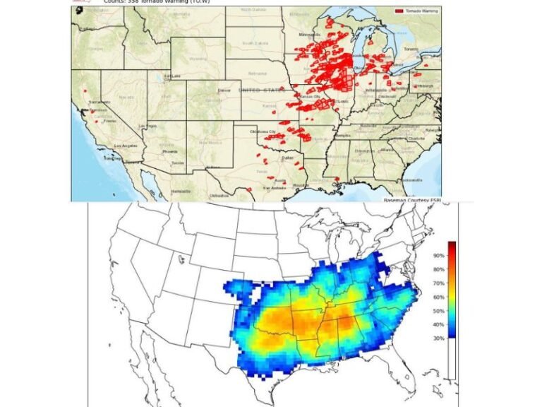 358 Tornado Warnings Issued Across the Midwest This Month While Alabama and Deep South Stay Calm but Active Pattern Change Expected Late April Into May