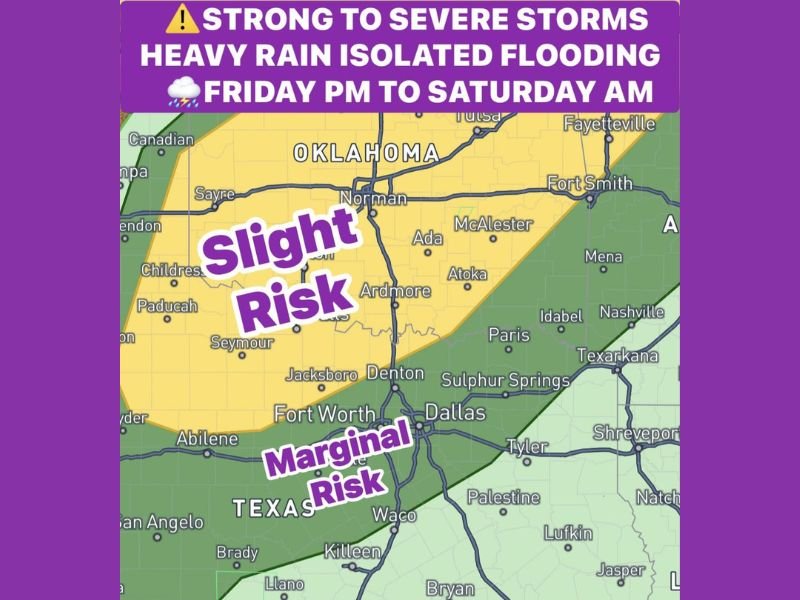 After 4 PM Friday: Strong Storms and Heavy Rain Spread Across Texas With Flooding Risk Into Saturday Morning
