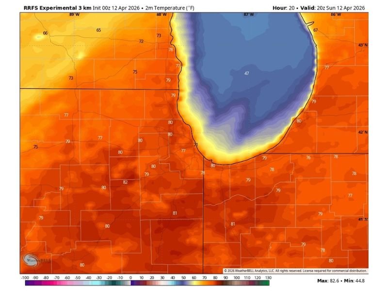 Chicago's Long Warm Spell Begins Today: 80°F Within Reach by 3 PM Before Showers and Thunderstorms Move In With Up to Half an Inch of Rain