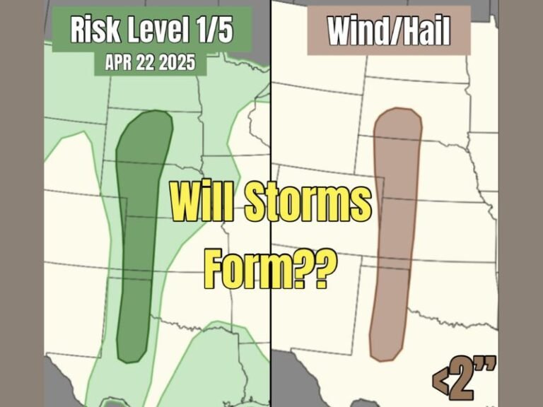 Conditional Supercell Threat Possible Across Central Nebraska Into Texas Panhandle Tuesday With Pocket Change Hail and Gusty Winds if Storms Manage to Form