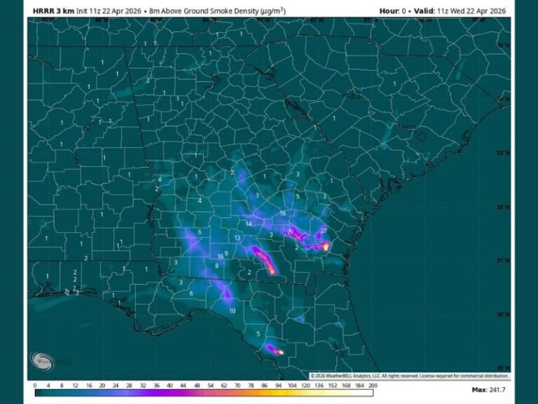 Critical Wildfires Burning in South Georgia as Pineland Road Fire Explodes to 16,000 Acres and Highway 82 Fire Destroys Structures Forcing Mandatory Evacuations