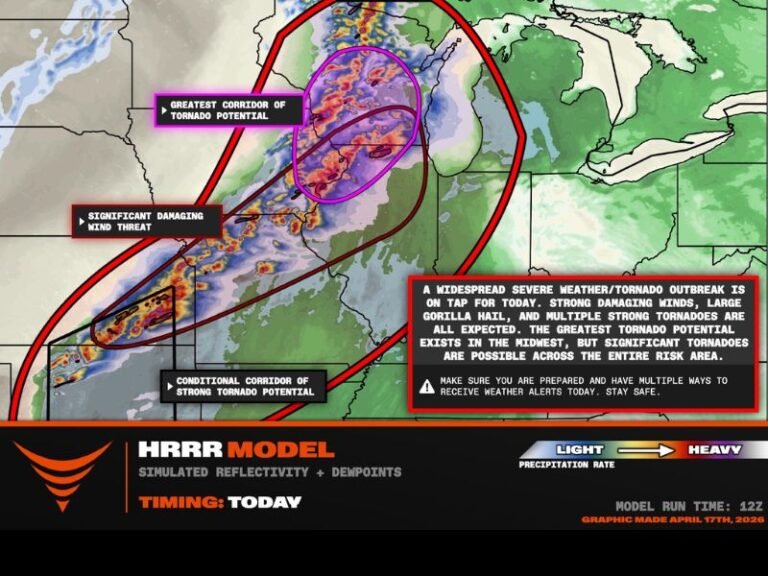 EF2+ Tornado Outbreak Threatening Southern Wisconsin, Northern Illinois, and Eastern Iowa Today With Gorilla Hail and Damaging Winds From Oklahoma to Lake Superior