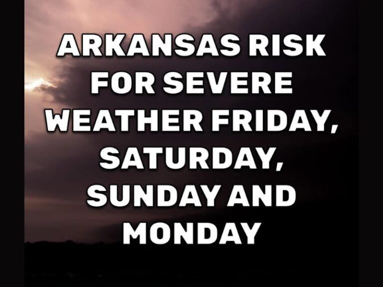 Four Straight Days of Severe Weather Risk Targeting Arkansas Friday Through Monday With Tornadoes, Hail, and Strong Winds Possible Each Day During Peak Twister Season