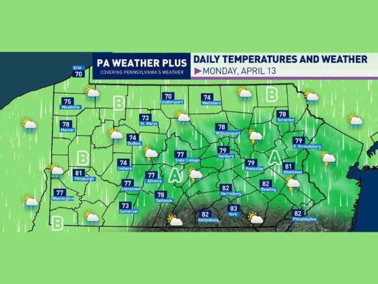 Hit-or-Miss Showers and Sub-Severe Afternoon Storms After 3 PM Greet Philadelphia, Harrisburg, and Pittsburgh as Pennsylvania's Warmest Week of the Year Kicks Off