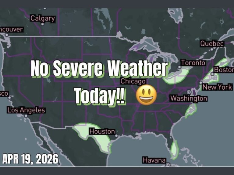 Midwest and Central US Get a Well-Deserved Break From Severe Weather Sunday April 19 With No Severe Storms Expected Nationwide