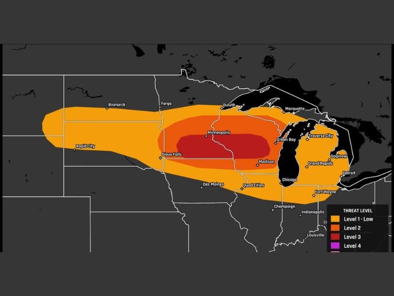 Monday: Minneapolis Is Ground Zero for the Worst Weather in America Today as a Level 3 of 5 Severe Weather Outbreak Threatens Minnesota, Wisconsin, and the Upper Midwest