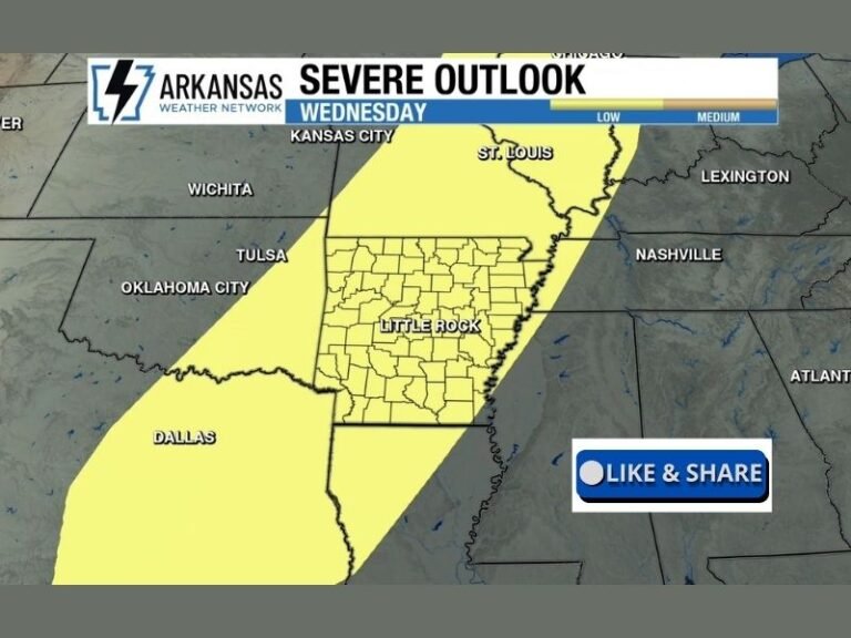 Next Week: Arkansas, Texas, Oklahoma and Kansas Face Increasing Severe Storm Risk With Wednesday Emerging as Peak Threat Day