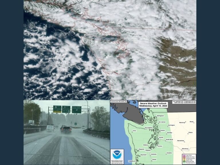 Puget Sound and Seattle Area Hit by Rare Thunderstorms Wednesday With Heavy Rain, Gusty Winds, and Small Hail Before Frost and Freeze Threat Overnight