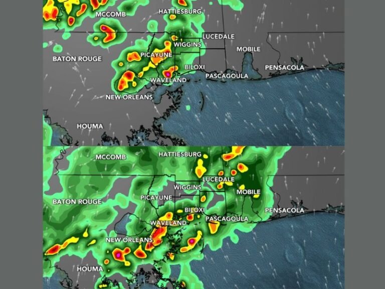 Saturday Evening: Strong Storms Build From Louisiana Into South Mississippi With Overnight Severe Risk and Flooding Concerns
