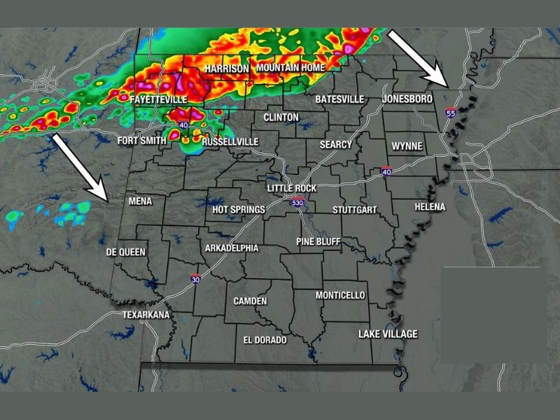 Strong Thunderstorm Complex Targeting Northwest Arkansas Including Fayetteville and Harrison During Friday Morning Commute With Winds, Hail, and Tornado Warnings Possible