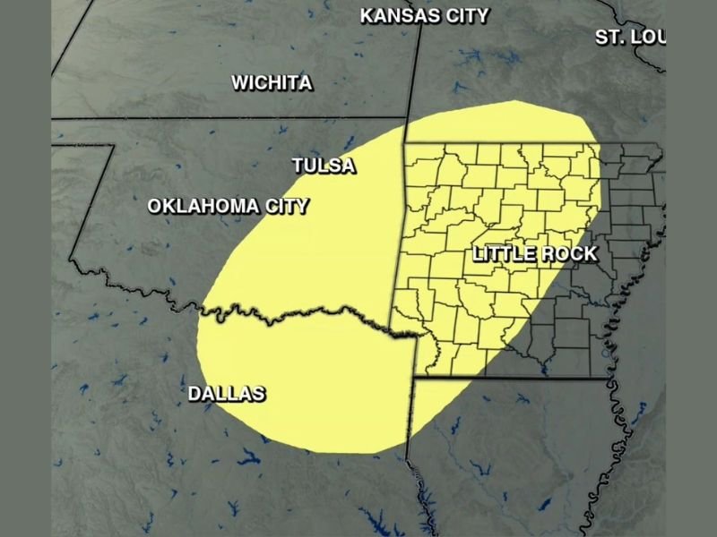 Strong to Severe Storms Possible Across Arkansas, Oklahoma, and North Texas Friday as Daytime Risk Develops With Heavy Rain and Scattered Storms