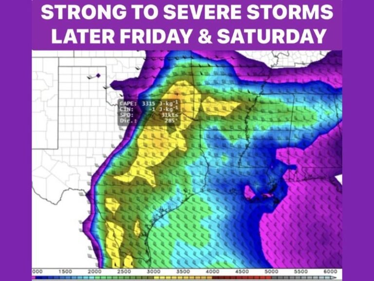 Strong to Severe Storms Targeting Dallas Northeast Texas Friday and Saturday After 5 PM With Wind, Hail Risk as Dryline and Oklahoma Front Combine