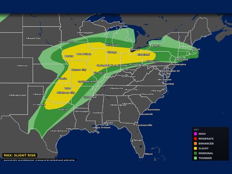 Texas to Ohio Valley Braces for Dangerous Severe Weather Wednesday With Very Large Hail, Damaging Winds, and Strong Tornadoes Possible