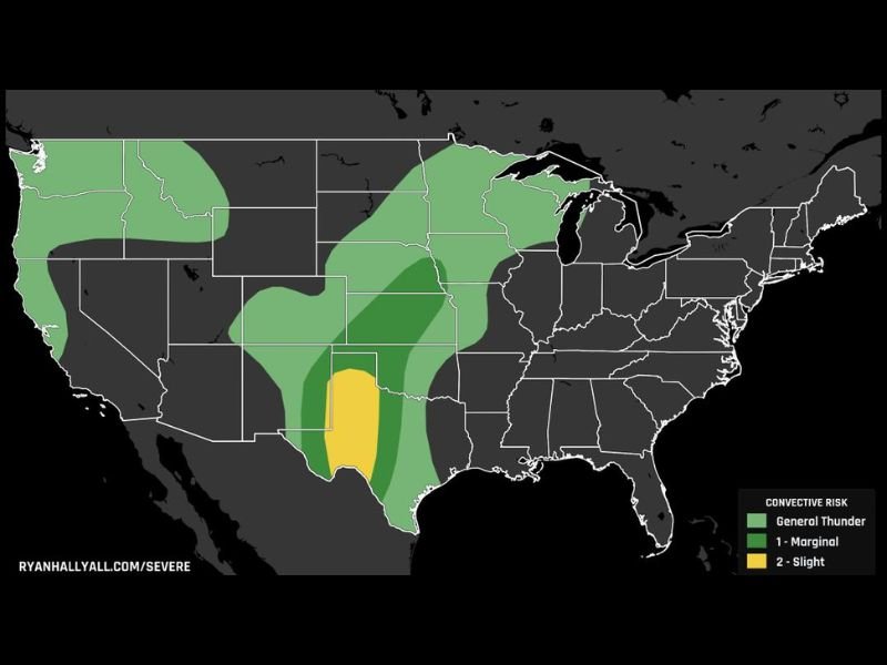 This Saturday: West Texas and Eastern New Mexico Face Level 2 Severe Storm Risk With Large Hail, Damaging Winds, and Evening Storm Complex