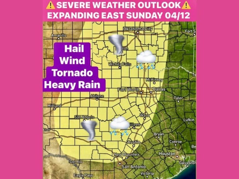 This Weekend: Texas and Oklahoma Face Expanding Severe Storm Threat Sunday With Hail, Damaging Winds, Tornado Risk, and Heavy Rain