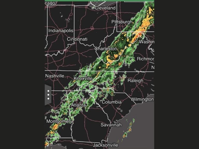 Today: Easter Rain Band Stretches From Alabama and Georgia Through Tennessee Into the Carolinas With Midday Showers and Afternoon Storm Redevelopment