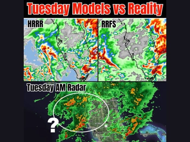 Today: Florida Radar Shows Heavy Rain Near Tampa Despite Models Suggesting Minimal Activity Across West Central Florida