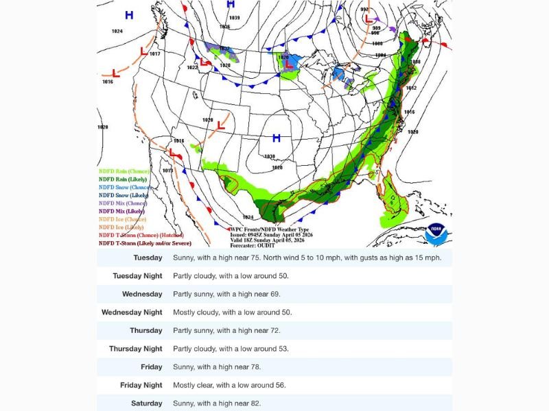 Today Into This Week: Cold Front Pushes Rain Out Across the Eastern United States With Cooler Temperatures Early Week Before Rapid Warm-Up Toward 80s by Next Weekend