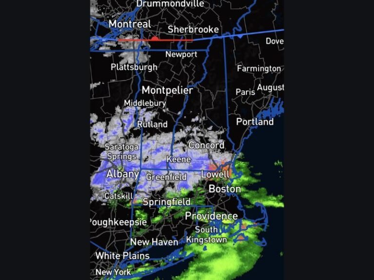Today: Rain and Snow Spread Across Massachusetts, New York, Vermont, New Hampshire, Connecticut, Rhode Island, and Maine With Travel Impacts