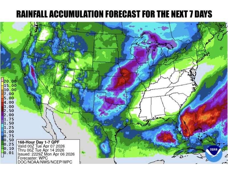 Today Through Weekend: Alabama and Florida Stay Dry With Cool 40s–50s Mornings, Sunny 70s Days and Rising 80s Ahead, Rainfall Largely Missing in 7-Day Forecast