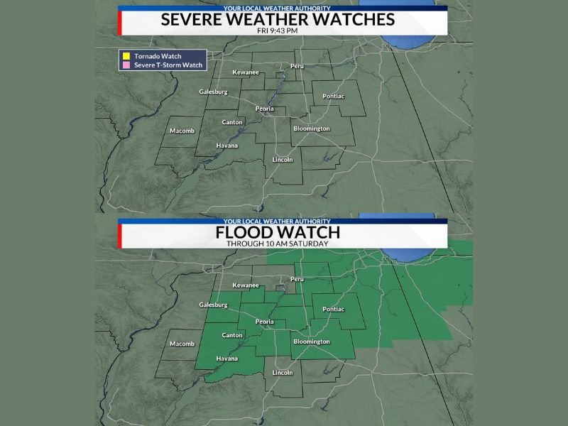 Tonight: Heavy Rain and Flood Risk Across Illinois as Storms Continue Overnight With 2 Inches Possible