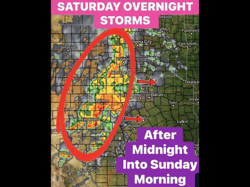 Tonight Into Sunday Morning: Texas Faces Overnight Storm Complex With Hail, Gusty Winds, and Possible Stronger Severe Round Later Sunday