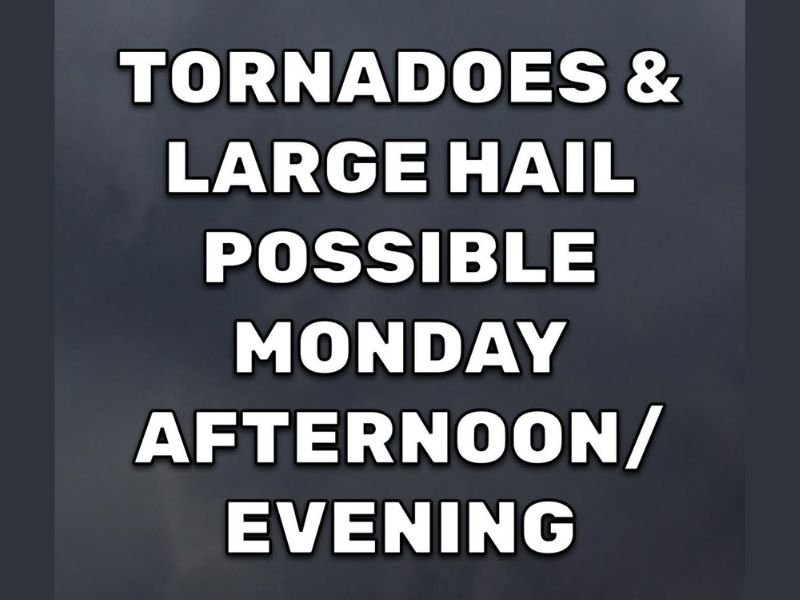 Tornadoes and Baseball-Size Hail Possible Across Arkansas This Monday Afternoon and Evening With Highest Risk in Central and Northeast Arkansas