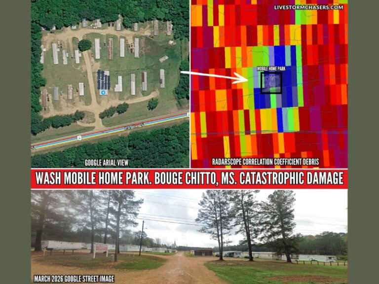 Catastrophic Tornado Damage Confirmed at Mobile Home Park in Bogue Chitto Mississippi After Direct Tornado Strike Late Wednesday Night