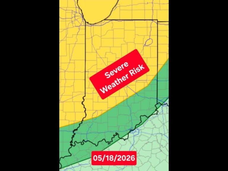 Damaging Winds Large Hail Heavy Rain and Brief Tornado Possible Across Indiana With Squall Line Arriving Between 11AM and 1PM Monday May 18