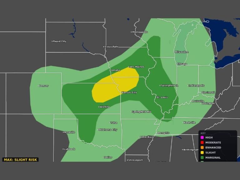 Damaging Winds and Very Large Hail Targeting Texas Through Wisconsin Including Kansas City Omaha Wichita Chicago and St Louis Late Afternoon Into Evening Friday May 15