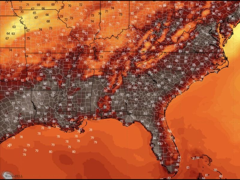 Dangerous Heat and Oppressive Humidity Targeting Gulf Coast and Southeast Including New Orleans Houston Atlanta and Charlotte With Temperatures Surging Into the Upper 80s and Low 90s Next Week