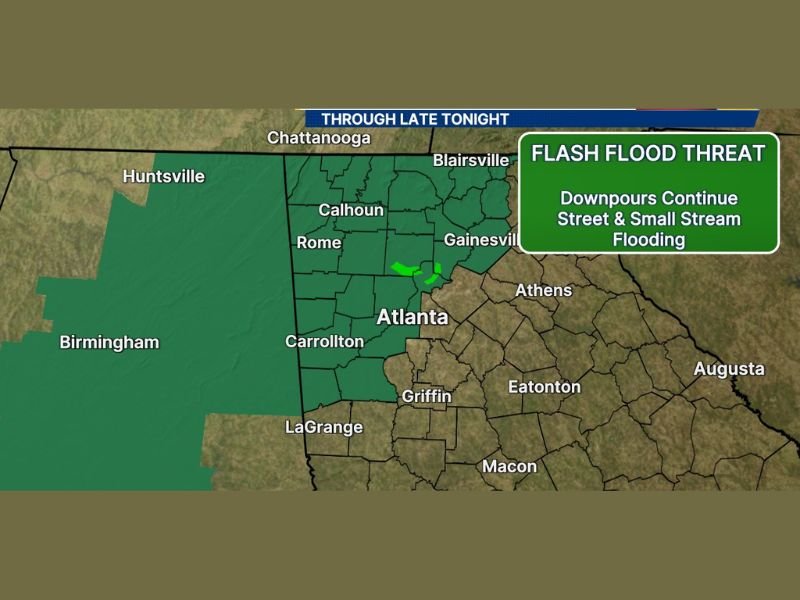 Flood Watch Through Late Tonight With Flash Flood Threat From Heavy Downpours Across North Georgia Including Atlanta, Cobb, Cherokee, Rome, and Gainesville After 4 Inches in 72 Hours