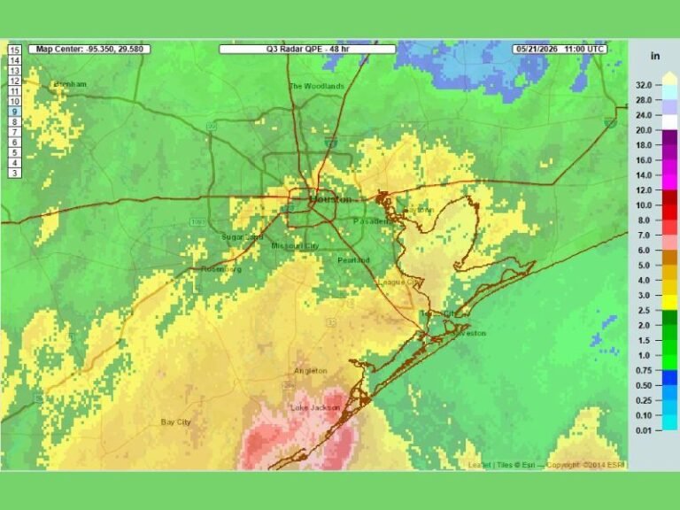 Fresh Storm Round Hitting Already Saturated Houston and Southern Brazoria County With Widespread Heavy Rainfall Threat Escalating Through Memorial Day Weekend