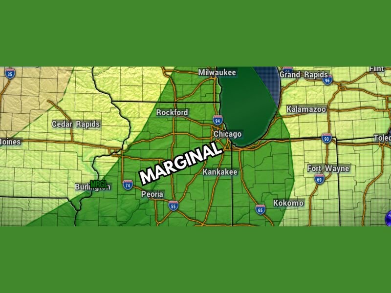 Hail and Gusty Winds Possible Across Illinois Stateline Including Rockford Chicago and Kankakee Under Marginal Risk Tuesday Into Tuesday Night