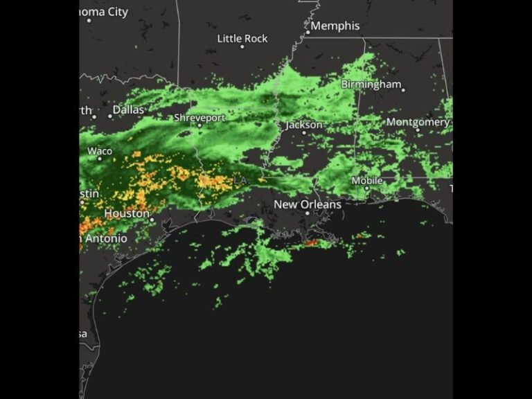 Heavy All-Day Rain Soaking Texas Through Alabama Including Houston, Dallas, Shreveport, Jackson, and New Orleans This Friday With Widespread Flooding Concerns