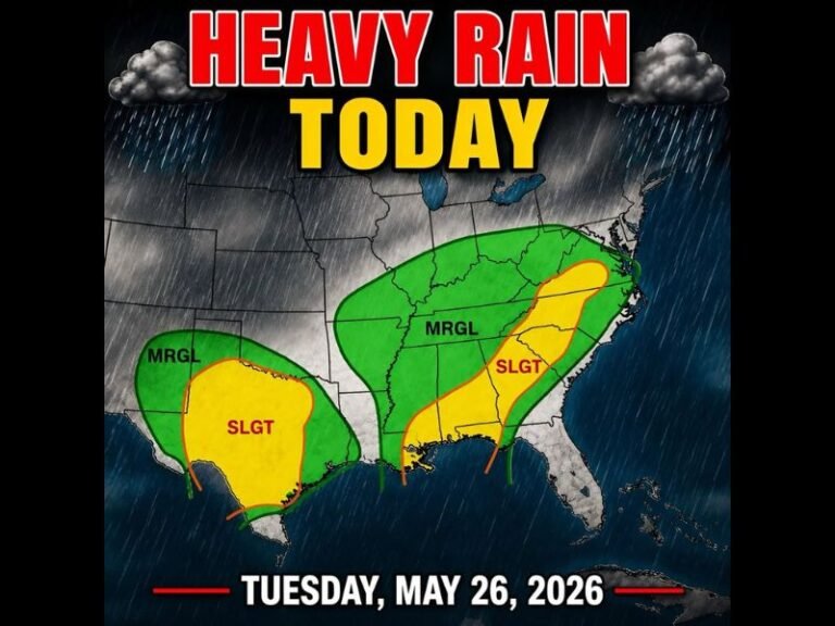 Heavy Rain Threat Across Two Separate Zones Targeting the Gulf Coast, Southeast, and South Texas With Slight to Marginal Risk Areas Active From the Carolinas Through Texas