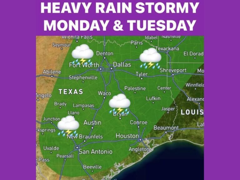 Heavy Rain and Flash Flooding Threat Targeting Texas Including Dallas Fort Worth Houston Austin and San Antonio With Widespread Storms Monday Into Tuesday