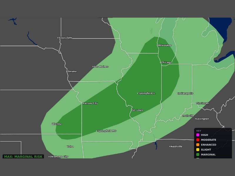 Large Hail, Damaging Winds and Brief Tornado Possible Across the Midwest Including Chicago, St. Louis and Indianapolis Tuesday With Threat Shifting to Ohio Valley and Northeast Wednesday