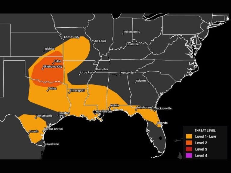Level 2 Severe Weather Risk Targets Kansas Oklahoma and North Texas Today With 2 Inch Hail Before Damaging Winds Push South Tonight