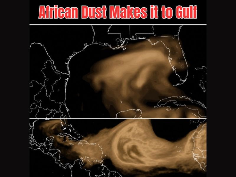 Massive African Dust Plumes Reaching the Gulf of Mexico and Wrapping Toward the Southeast and Florida Through the Weekend Drying Out Coastal Rain Forecasts