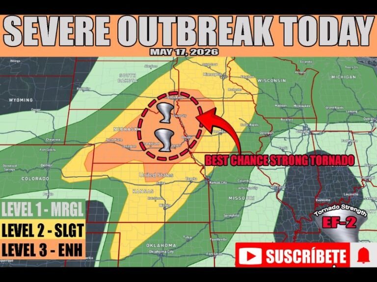 Severe Outbreak With EF2 Strong Tornadoes Very Large Hail and Destructive Winds Targeting Eastern Nebraska and Western Iowa Including Omaha Sioux City and Sioux Falls Today May 17