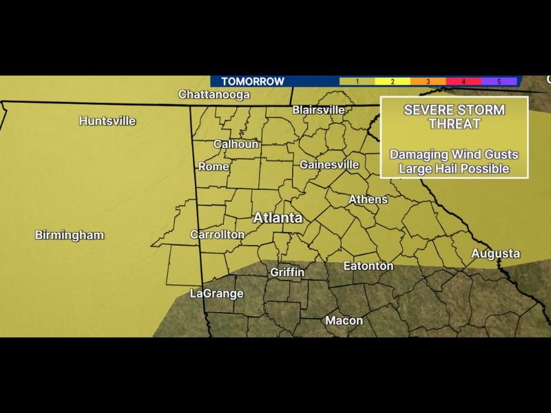 Severe Storm Threat With Damaging Wind Gusts, Large Hail, and Flash Flooding Risk Targeting North and Central Georgia Including Atlanta, Rome, and Gainesville Monday June 1