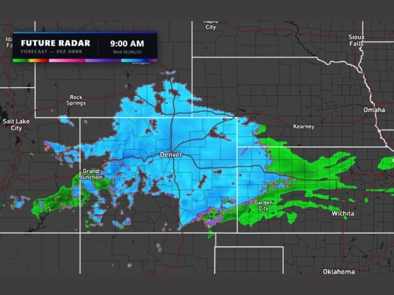 Widespread Snow Blanketing Colorado, Kansas and Nebraska Wednesday Including Denver, Garden City and Kearney With 1 to 2 Feet Possible at Higher Colorado Elevations in May